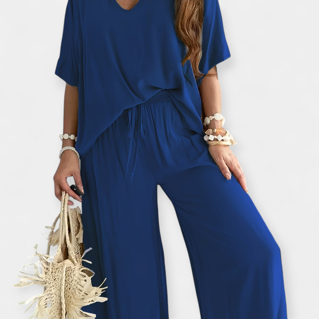 Airy Set with Wide Pants and Loose Blouse