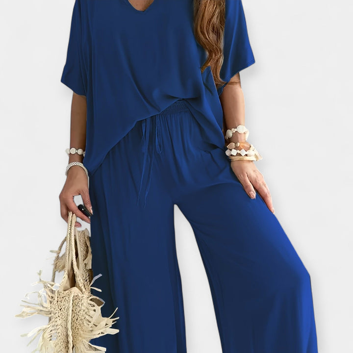 Airy Set with Wide Pants and Loose Blouse