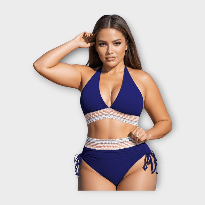 Bikini with Knitted Detail and High-Waisted Bottom