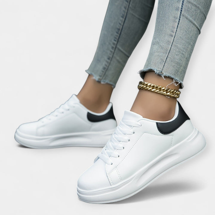 White Leather Sports Sneakers