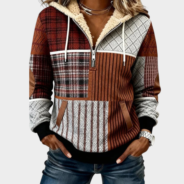 Cozy Patchwork Zip Hoodie