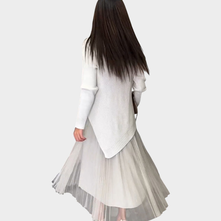 Relaxed Knit & Pleated Midi Set