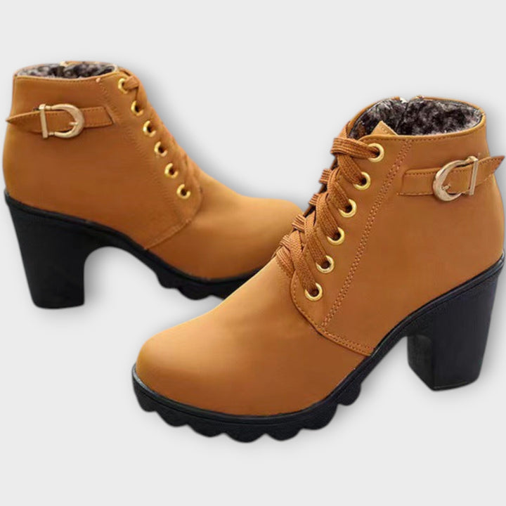 Lace-Up Block Heel Ankle Boots