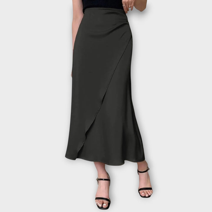 Satin Elegance Wrap Midi Skirt