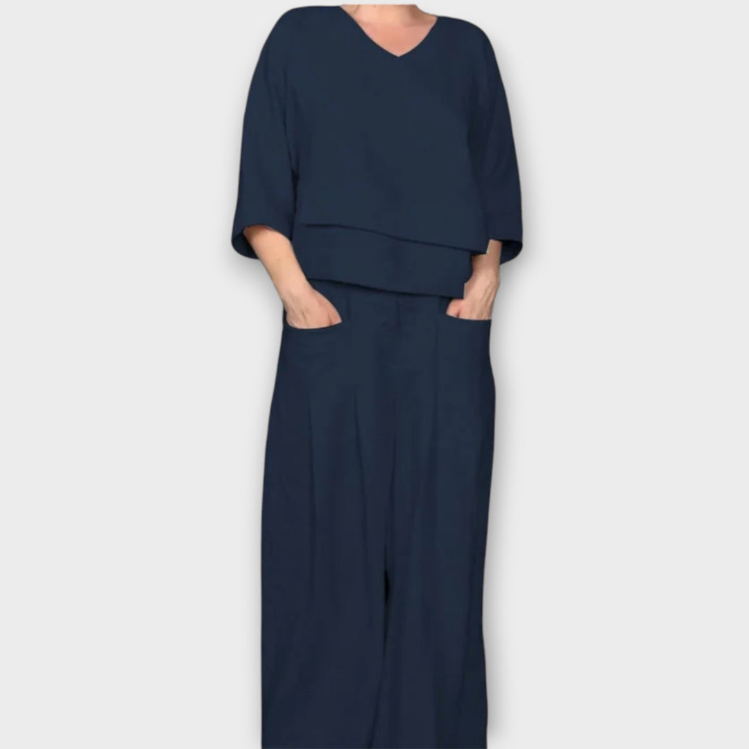 Relaxed Two-Piece Wide-Leg Lounge Set