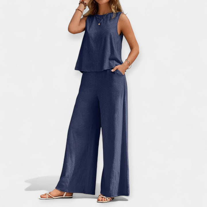Set of Sleeveless Top and Wide Pants