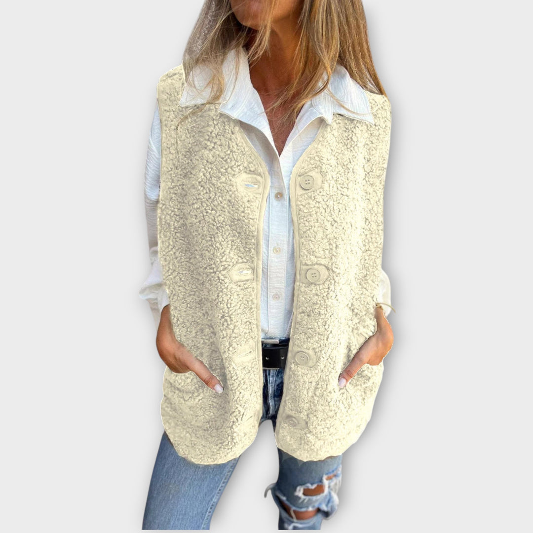 Cozy Button-Front Sherpa Vest