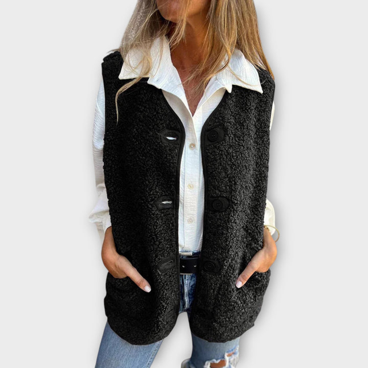 Cozy Button-Front Sherpa Vest
