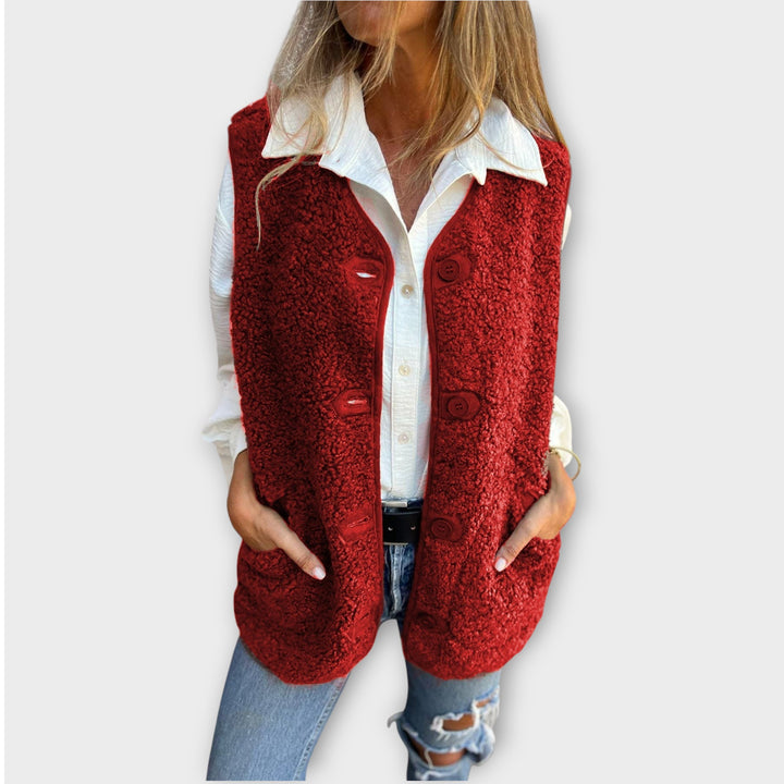 Cozy Button-Front Sherpa Vest