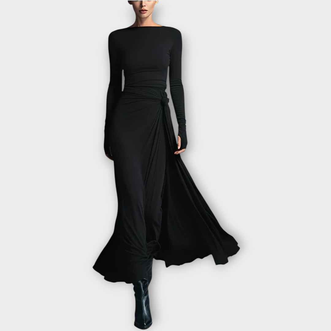 Elegant Knotted Draped Maxi Dress