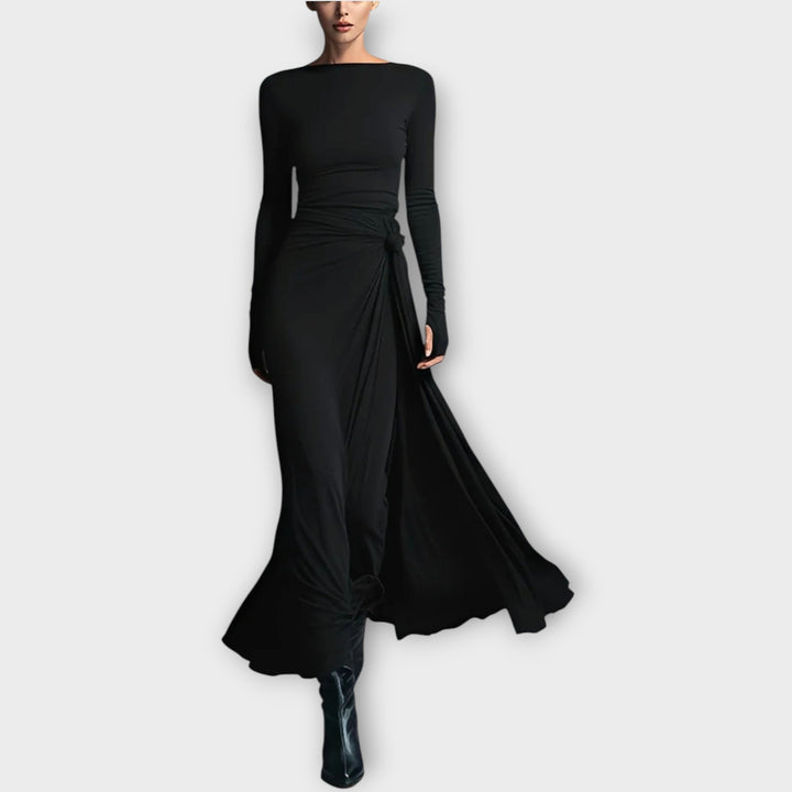 Elegant Knotted Draped Maxi Dress