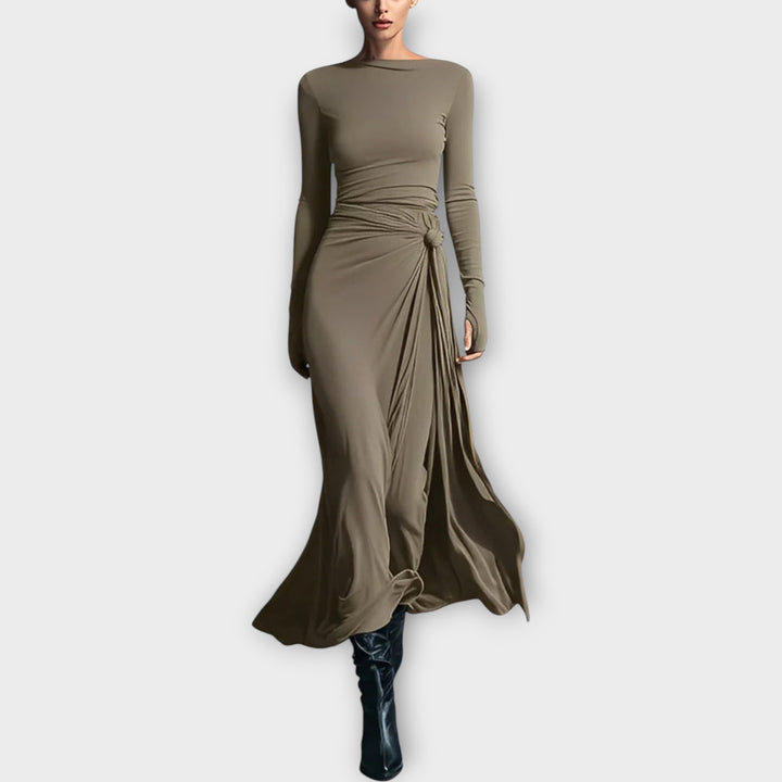 Elegant Knotted Draped Maxi Dress