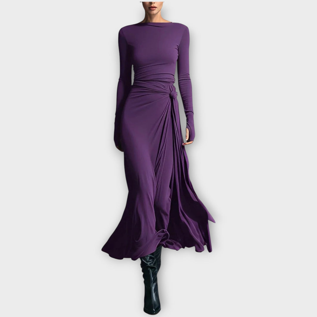 Elegant Knotted Draped Maxi Dress