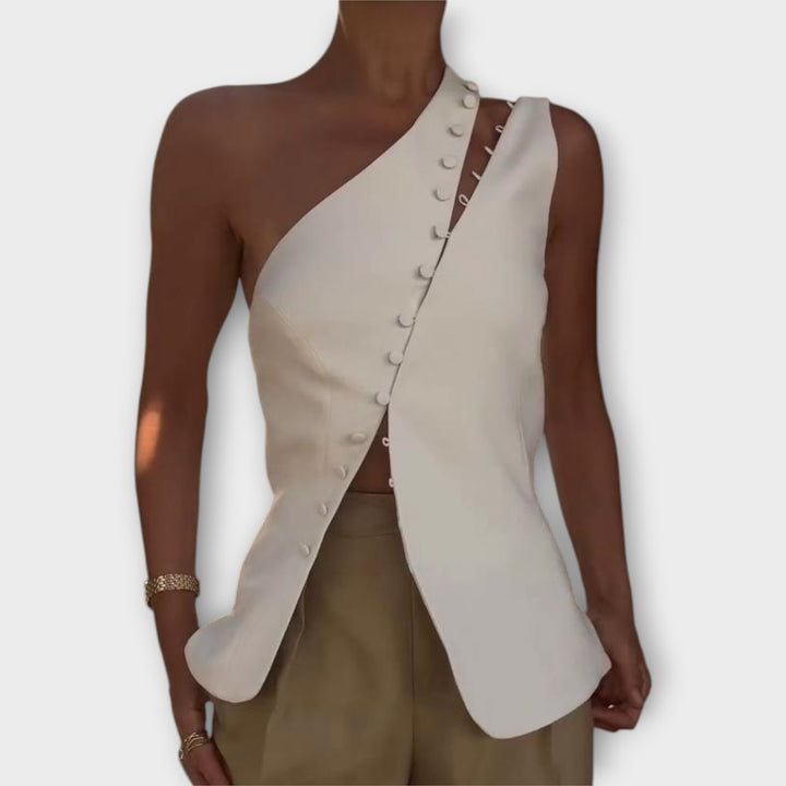 Ariadne Asymmetric Button Top