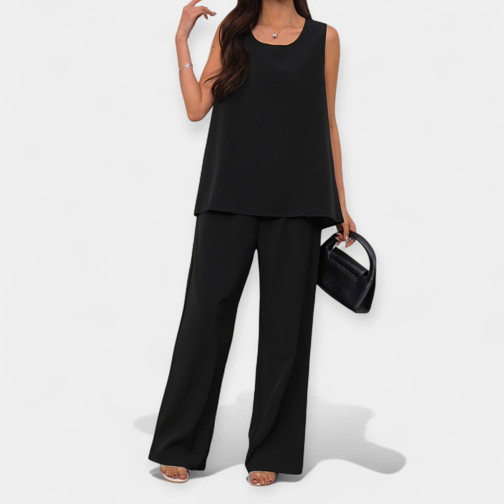 Comfortable Set with Sleeveless Top and Wide Pants