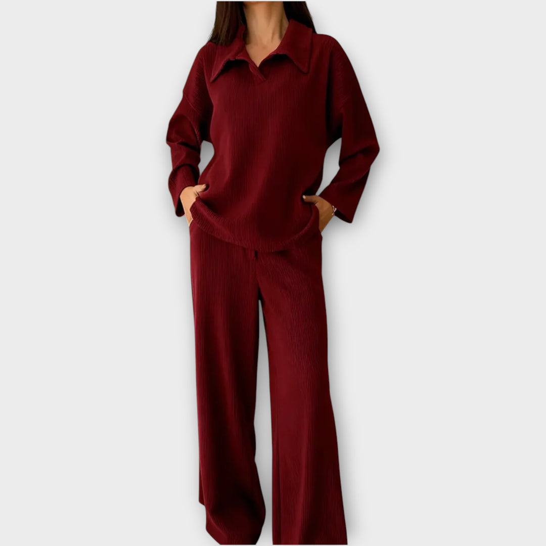 Relaxed Collared Knit Set