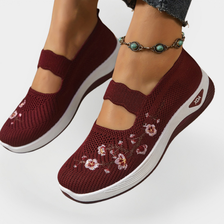 Orthopedic Shoes with Flower Embroidery