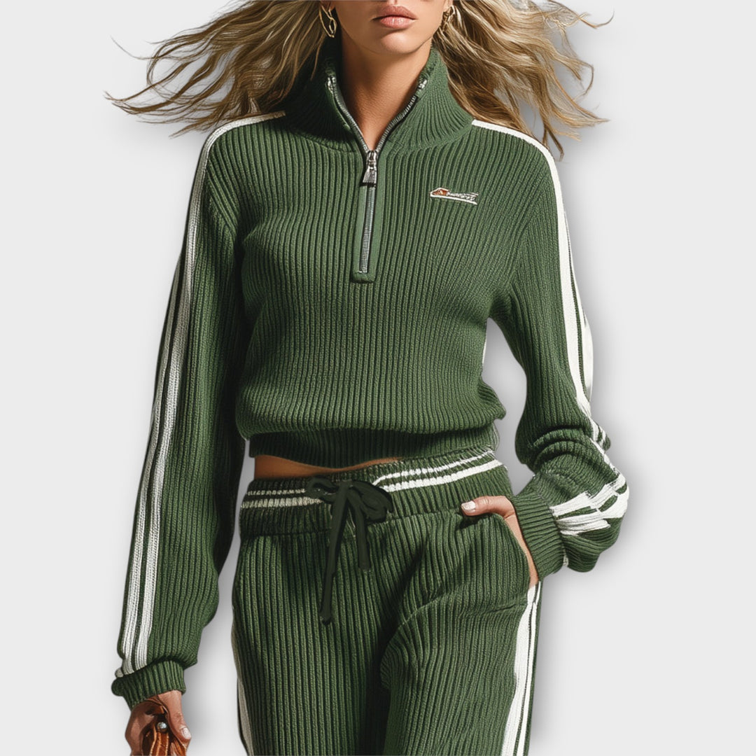 Sporty Ribbed Zip-Up Lounge Set