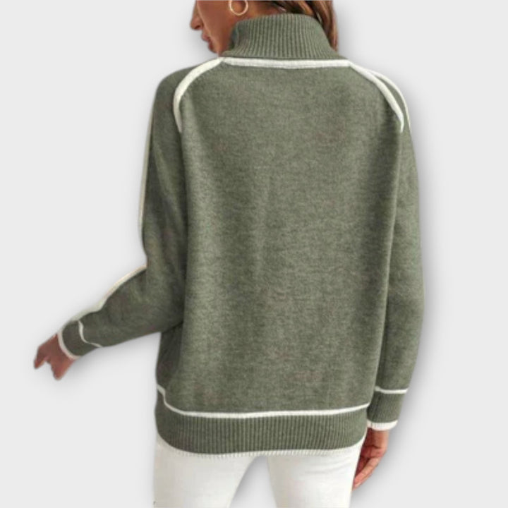 Christine - Luxurious Olive-Coloured Knitted Sweater