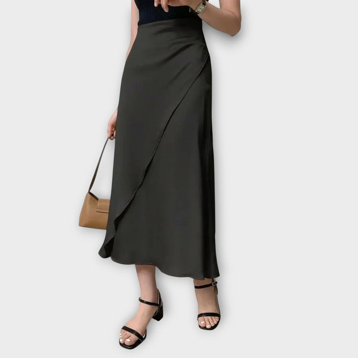 Satin Elegance Wrap Midi Skirt