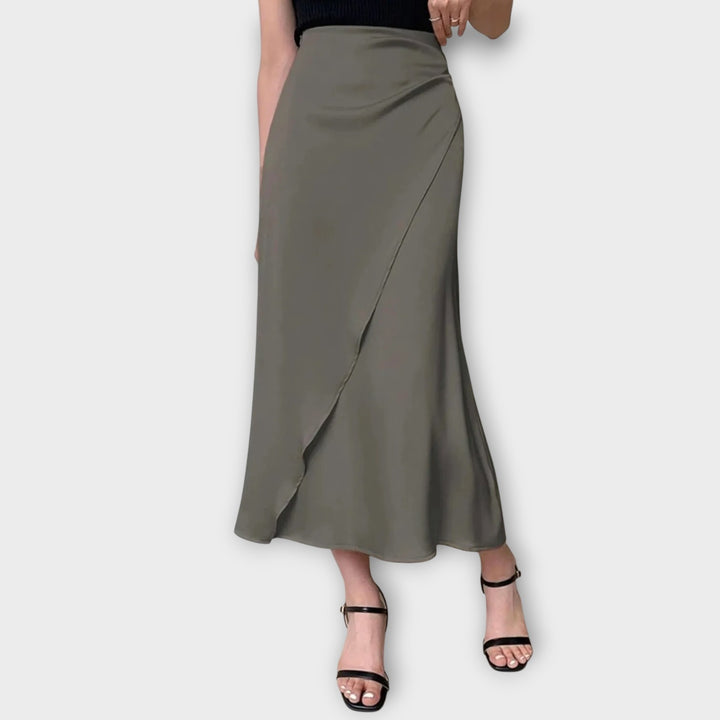 Satin Elegance Wrap Midi Skirt