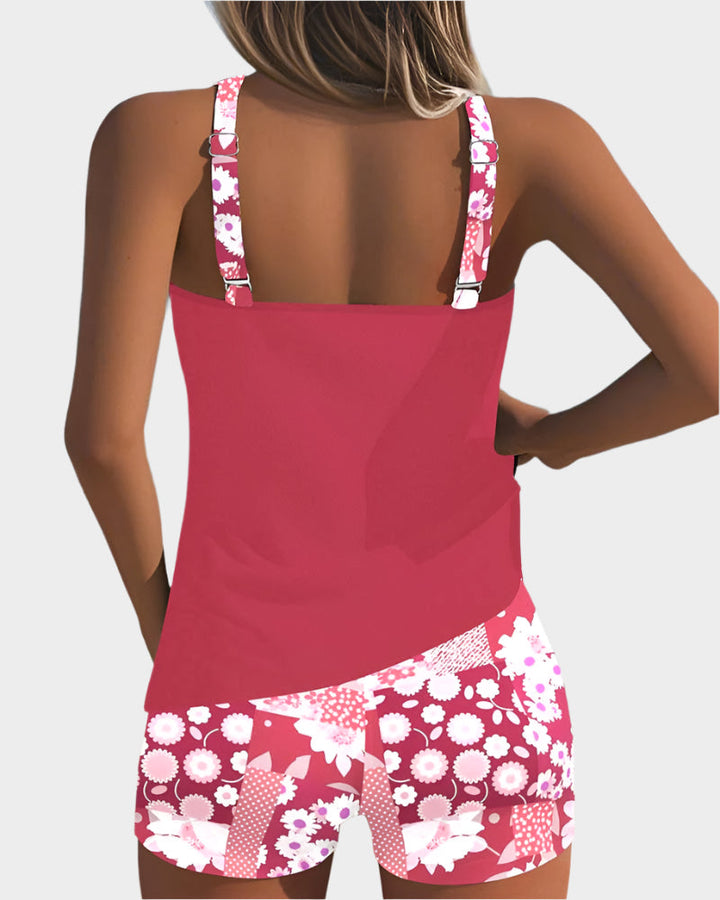 Comfortable Two-Piece Swimsuit with Floral Design
