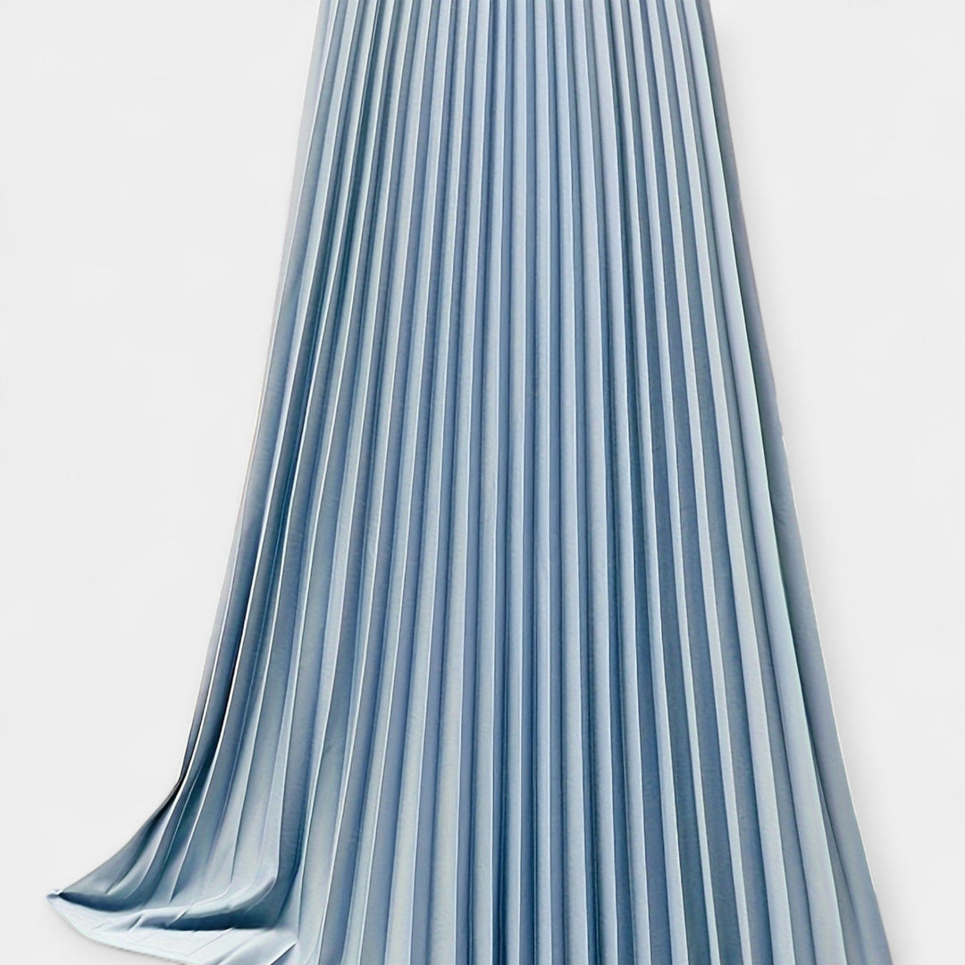 Long Pleated Satin Skirt