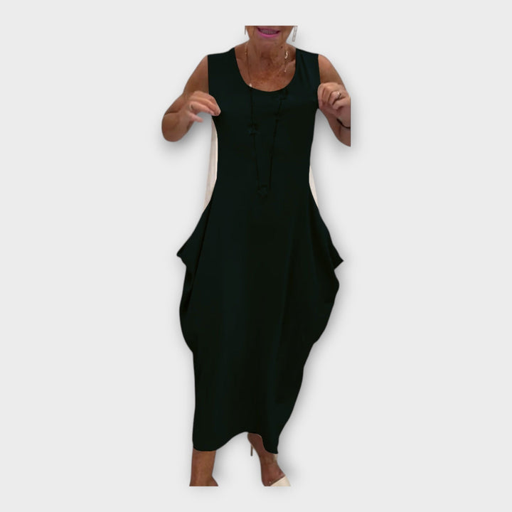 Light dress with a modern silhouette and pockets