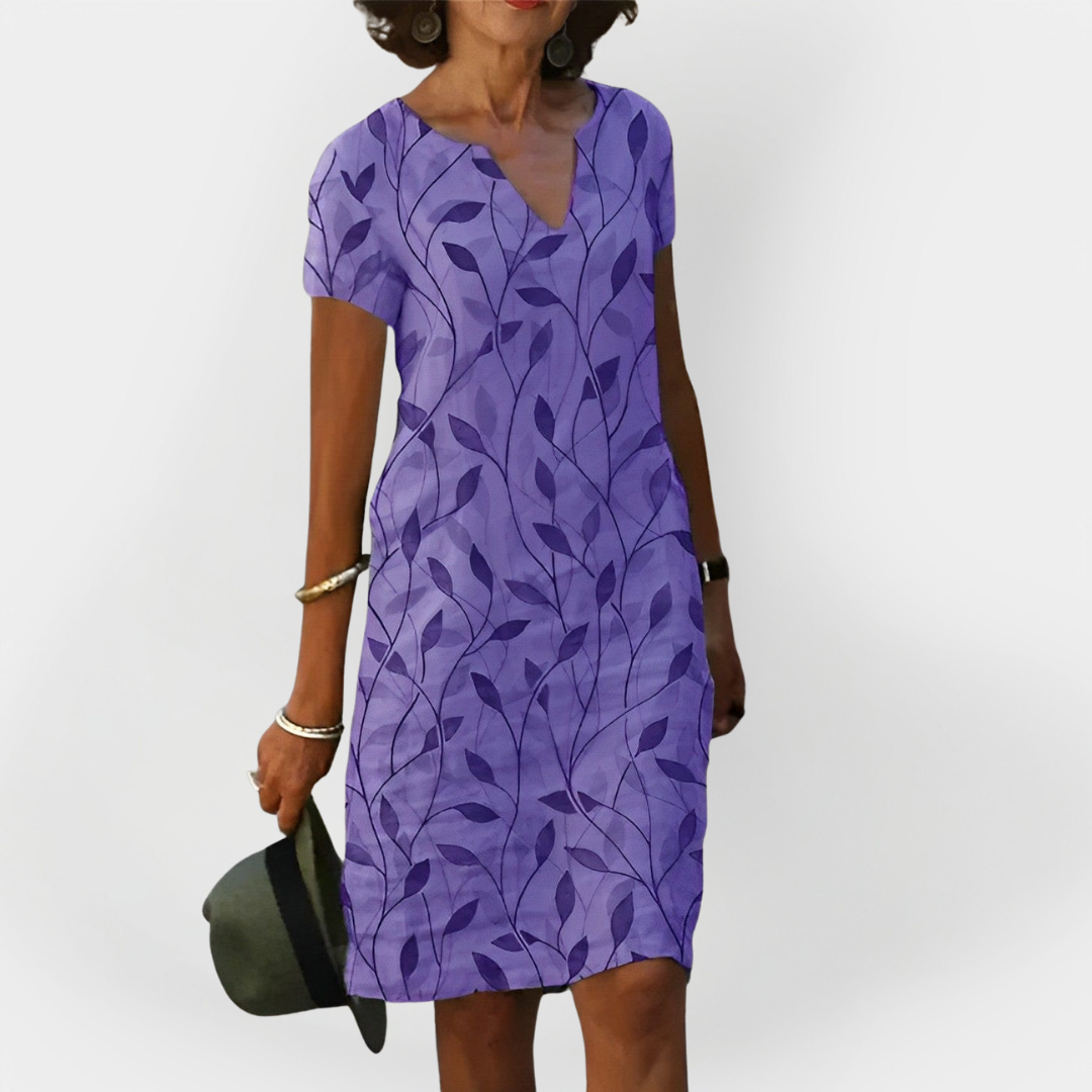 Summer Dress with Leaf Pattern