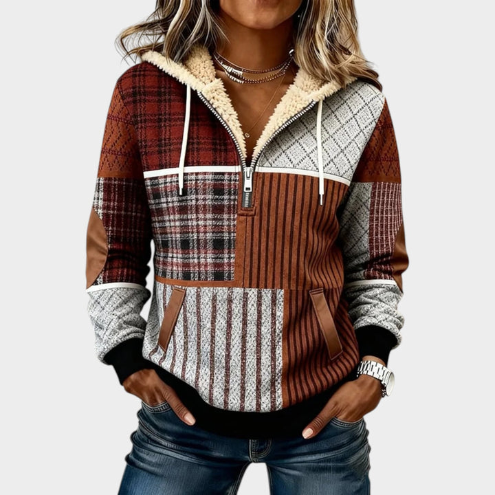 Cozy Patchwork Zip Hoodie