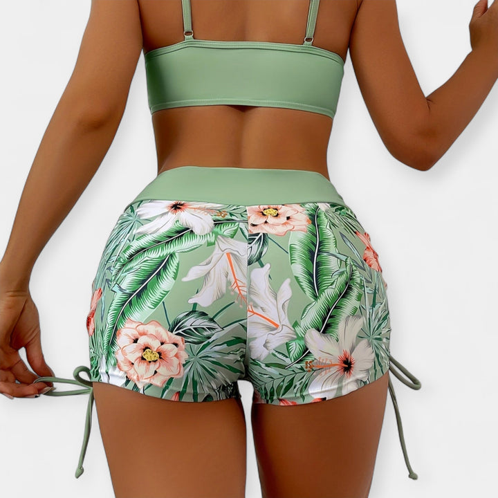 High-Waisted Bikini with Tropical Prints