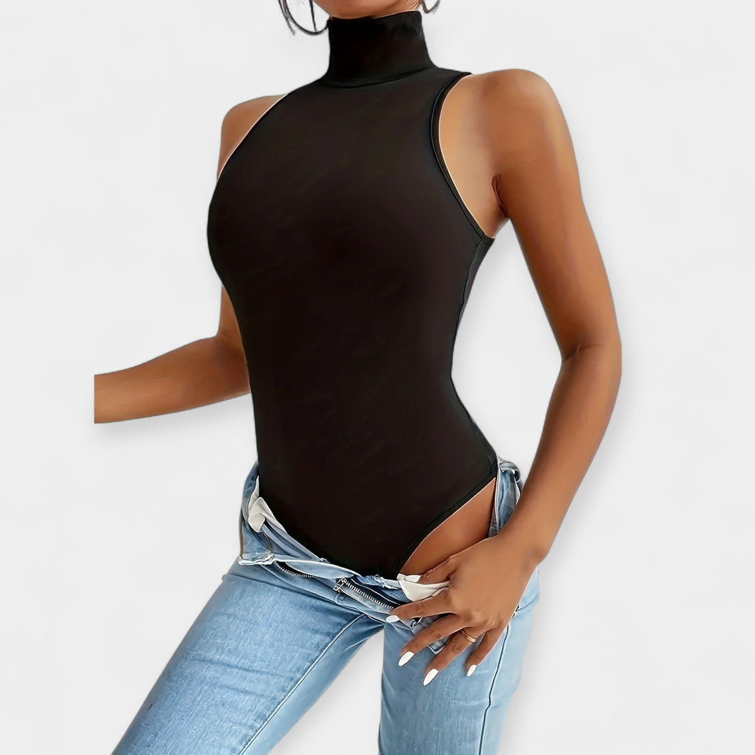 Sleeveless Bodysuit with High Neck