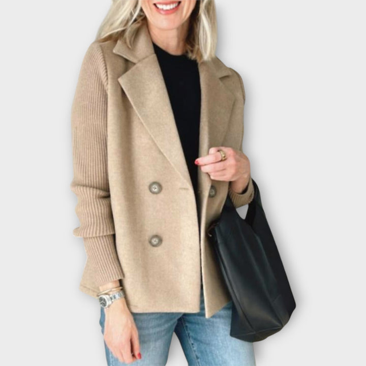 Double-Breasted Blazer with Ribbed Sleeves