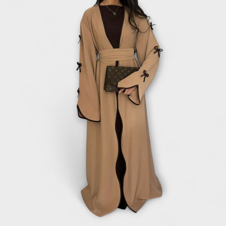 Stylish Cardigan and Dress Combined with Striped Decoration