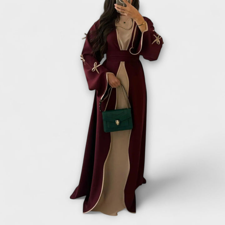 Stylish Cardigan and Dress Combined with Striped Decoration