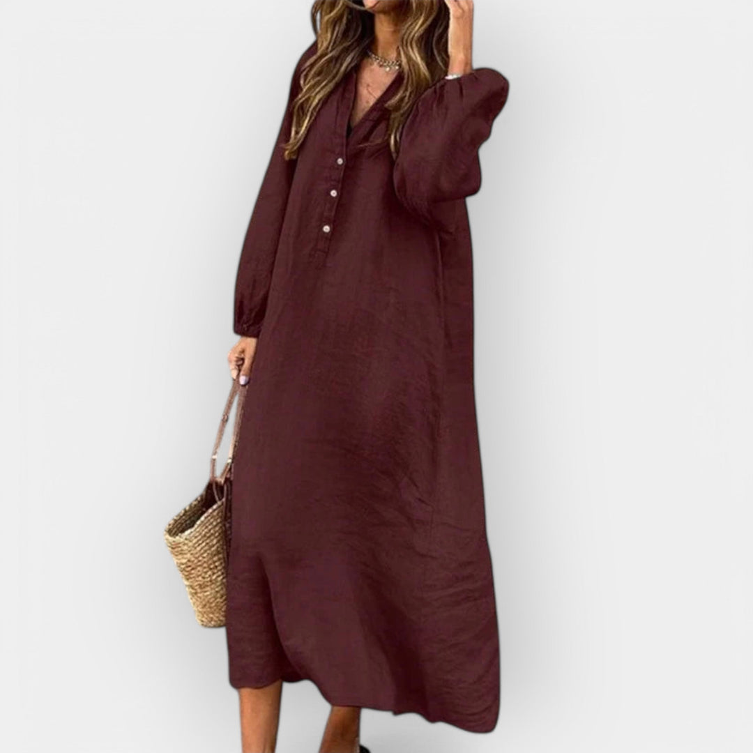 Elegant Linen Dress with Stylish Cut