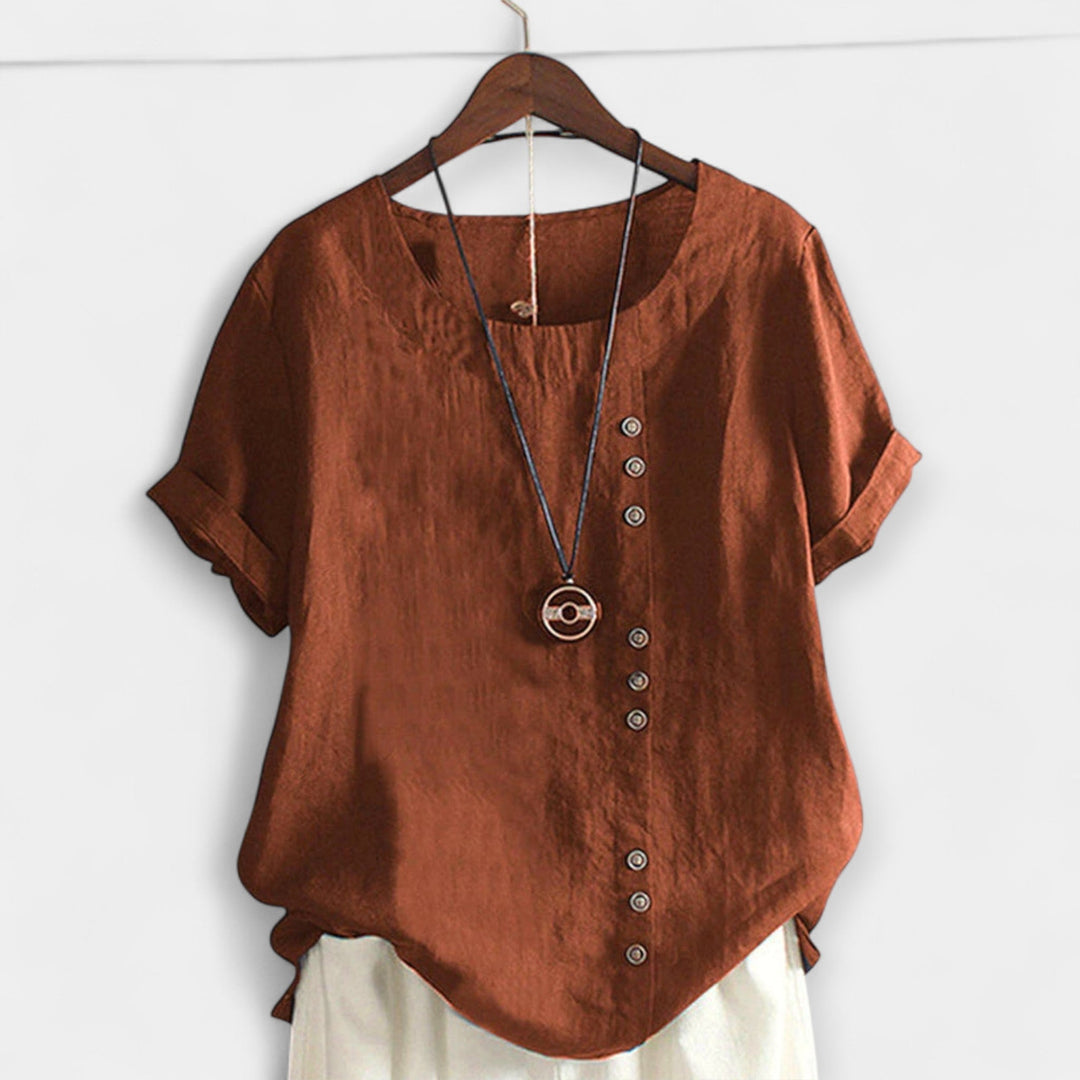 Short Sleeve Blouse with Buttons