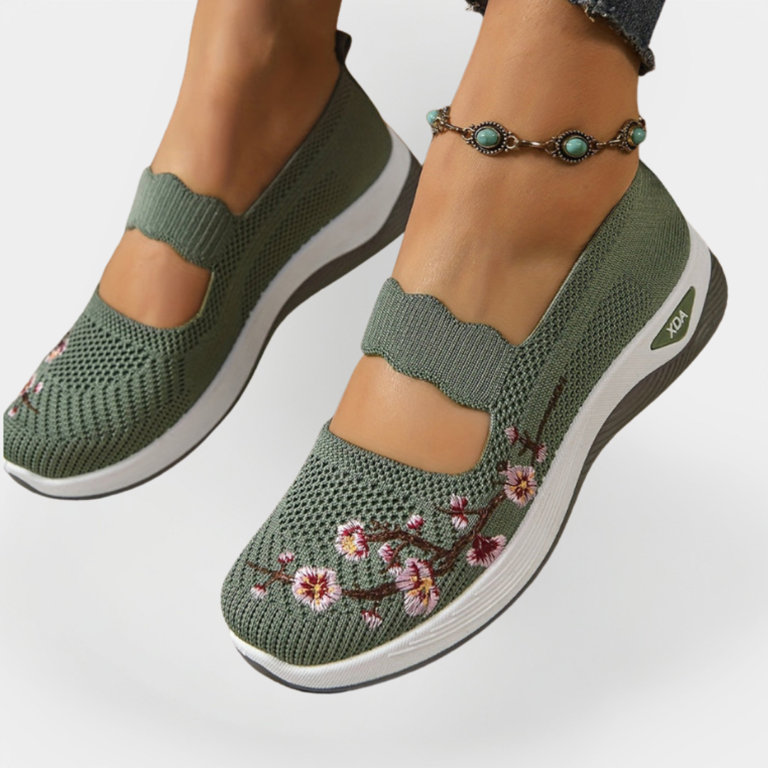Orthopedic Shoes with Floral Embroidery