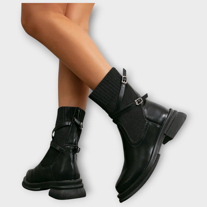 Buckle Knit Ankle Boots