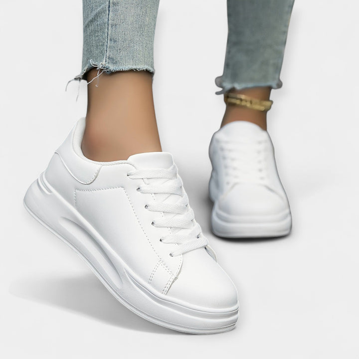White Leather Sports Sneakers