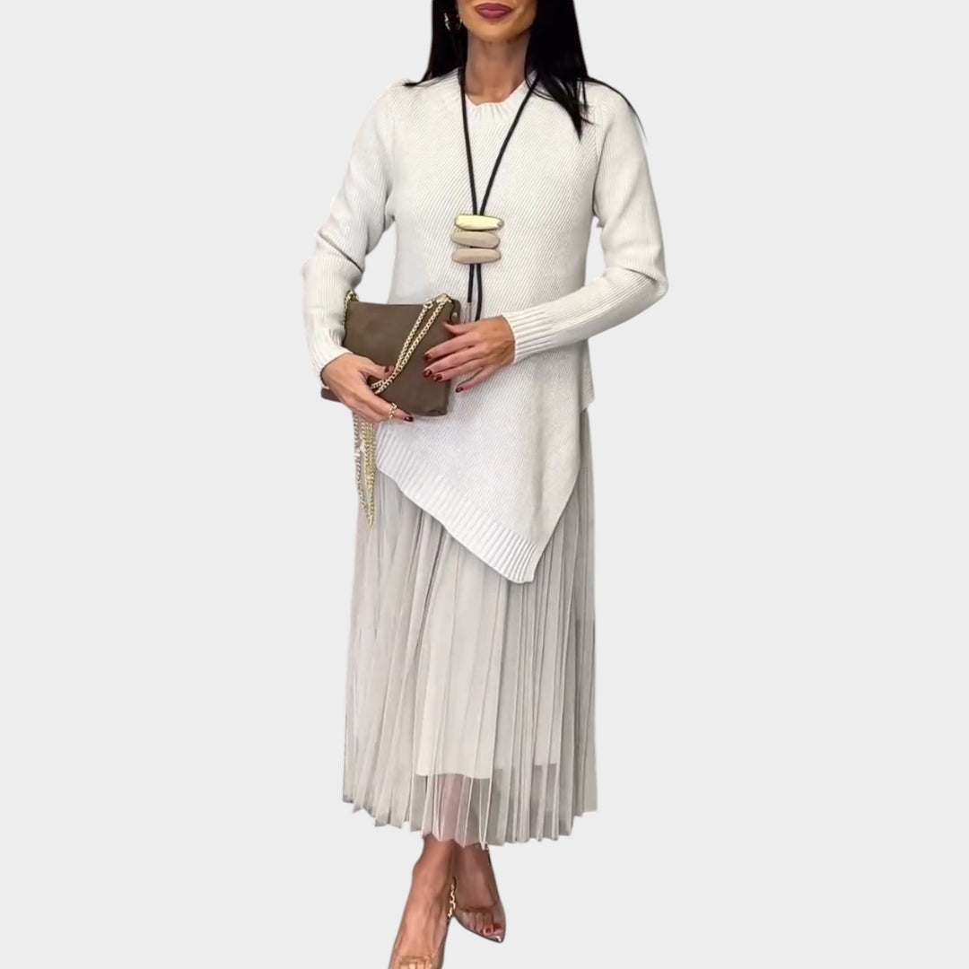 Relaxed Knit & Pleated Midi Set