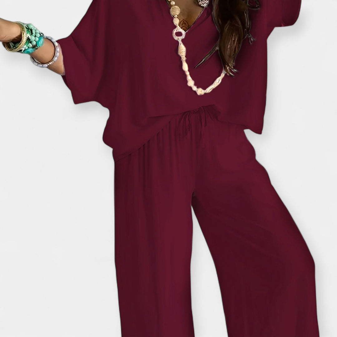 Airy Set with Wide Pants and Loose Blouse