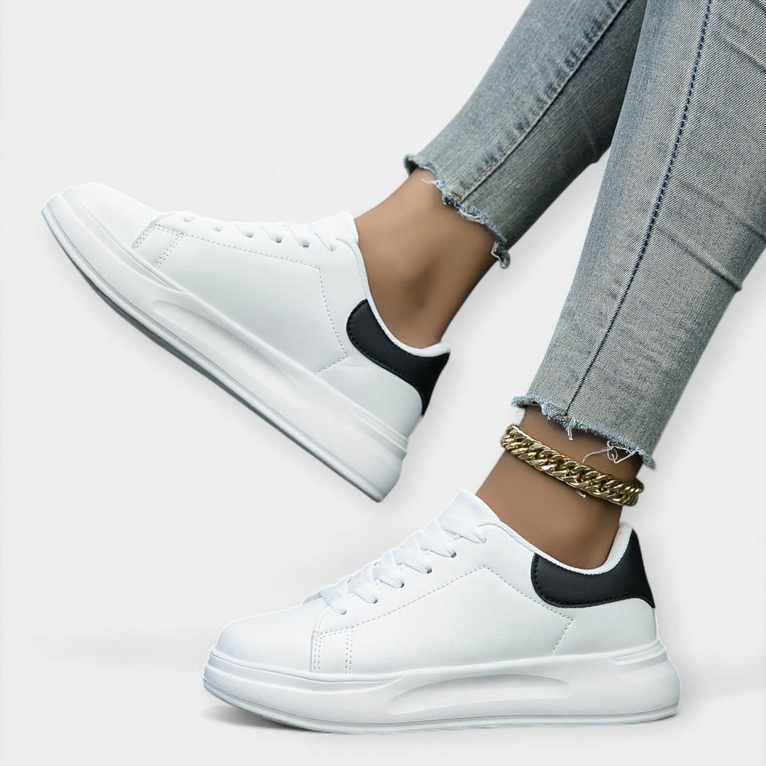White Leather Sports Sneakers