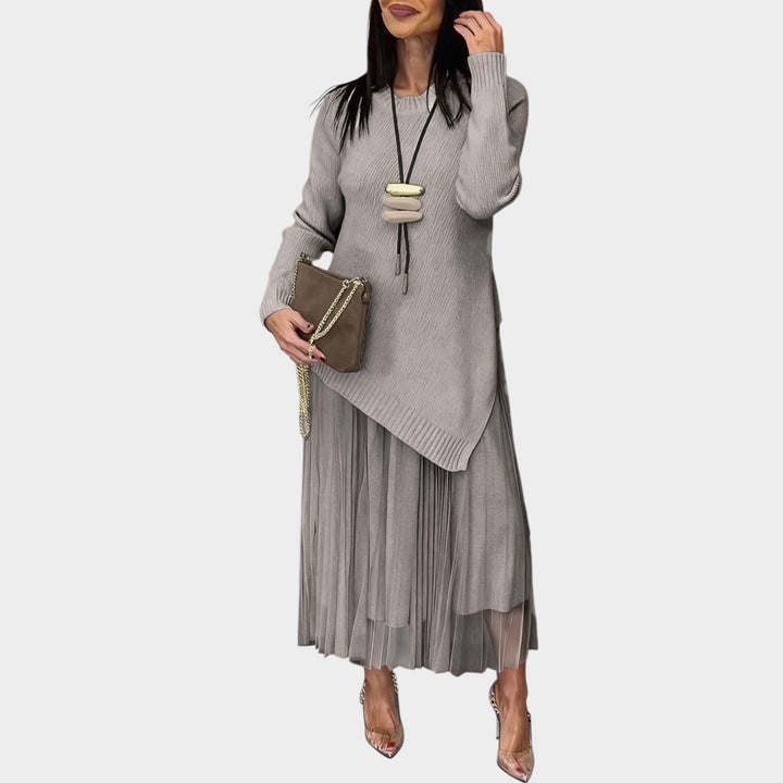 Relaxed Knit & Pleated Midi Set