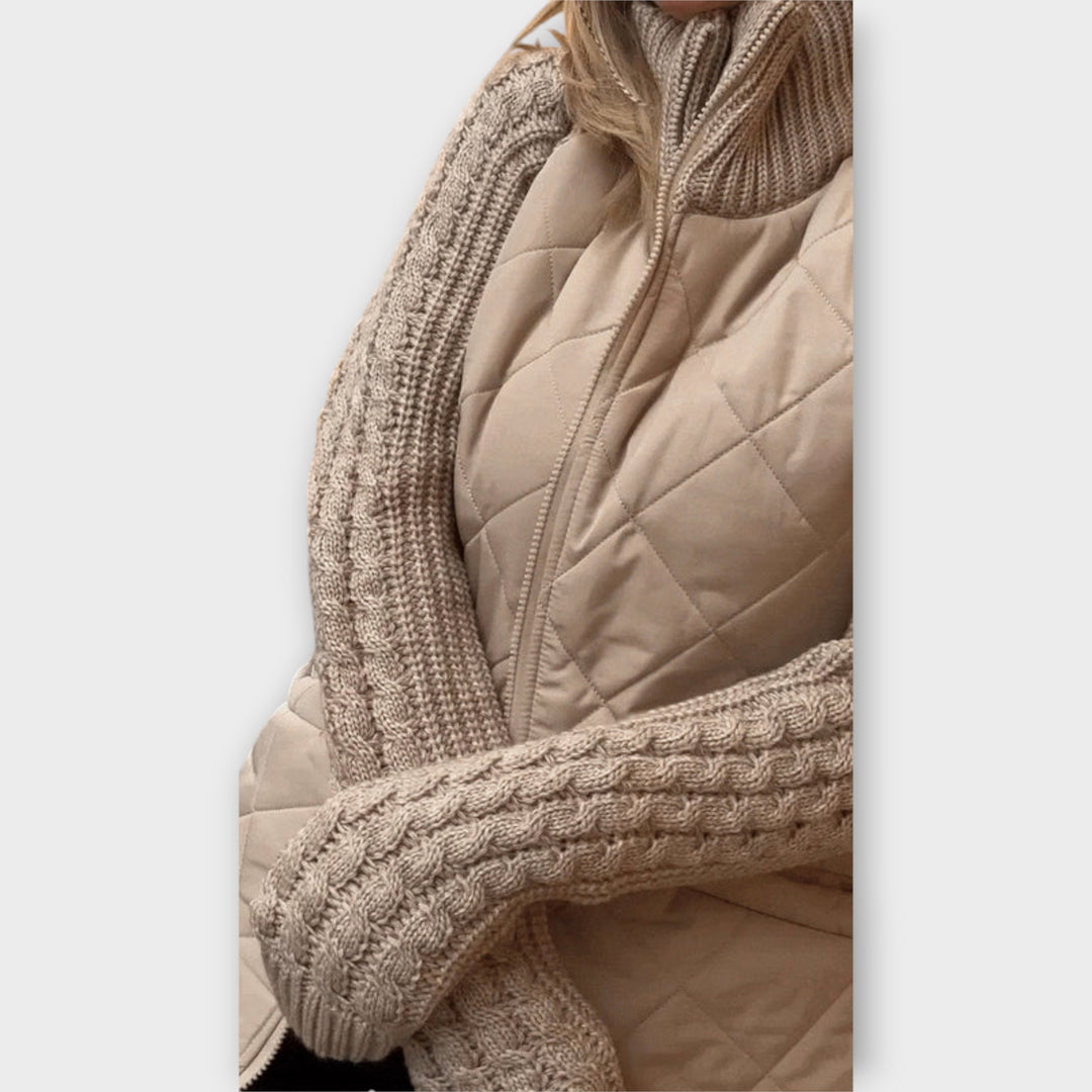 Jacket with Knitted Details and Modern Fit