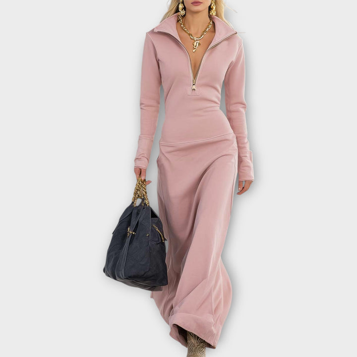 Aurelia Zip-Collar Maxi Dress