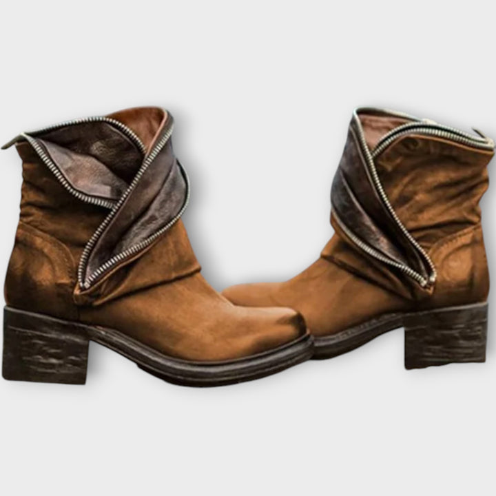 Vintage Zip-Detail Ankle Boots