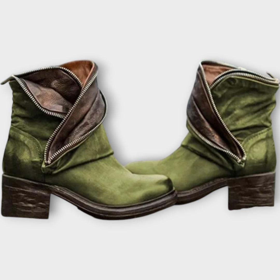 Vintage Zip-Detail Ankle Boots