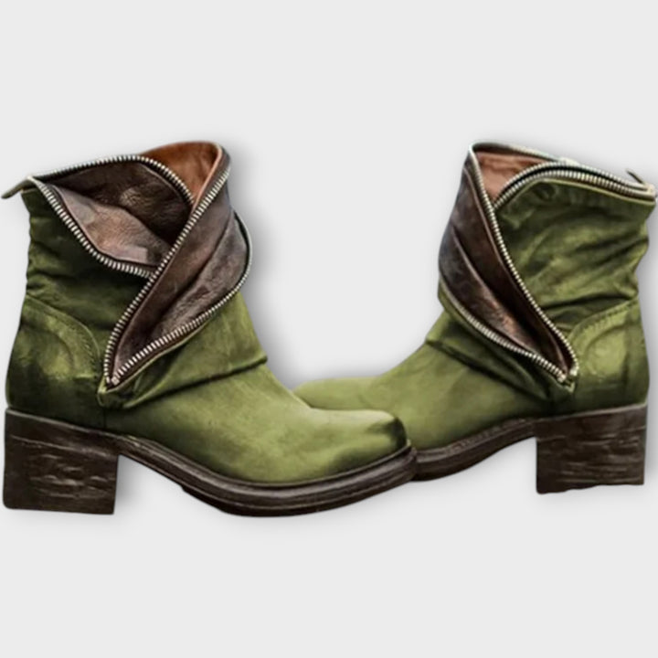 Vintage Zip-Detail Ankle Boots