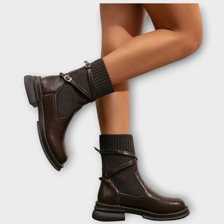 Buckle Knit Ankle Boots